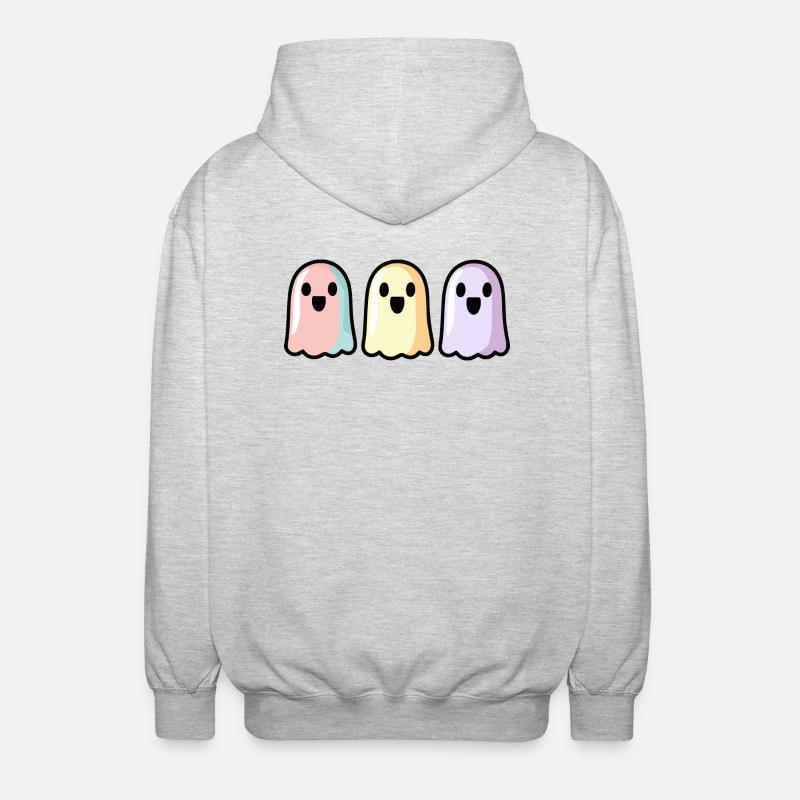 Geister Halloween Bunt - Unisex Kapuzenjacke - Hellgrau meliert