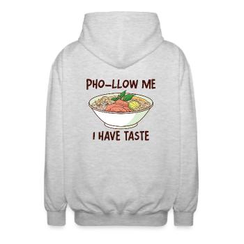 Funny Pho Vietnamese Noodle Soup Pho - Unisex Hooded Jacket - light heather grey - Back - AI Model Male 185 light (185cm)