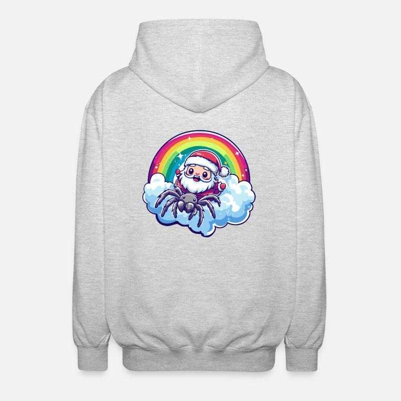 Tarantula Weihnachtsmann Regenbogen - Unisex Kapuzenjacke - Hellgrau meliert