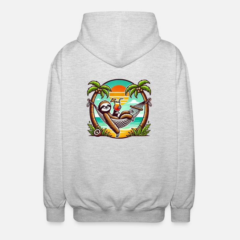 Sloth in the hammock - Unisex Hooded Jacket - light heather grey