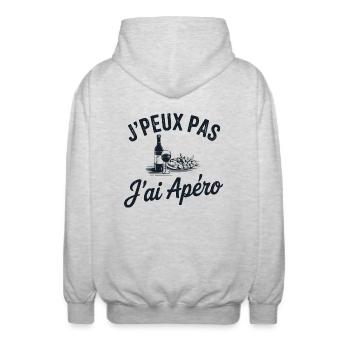 T-Shirt Ich kann keinen Aperitif trinken - Unisex Kapuzenjacke - Hellgrau meliert - Hinten - AI Model Male 185 light (185cm)