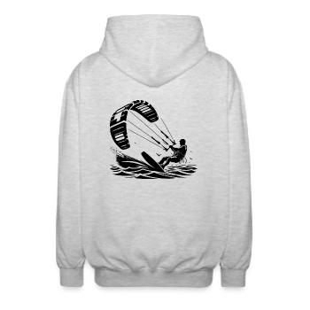 Kitesurf Kitesurfer Kiteboard - Veste à capuche unisexe - gris clair chiné - Dos - AI Model Male 185 light (185cm)