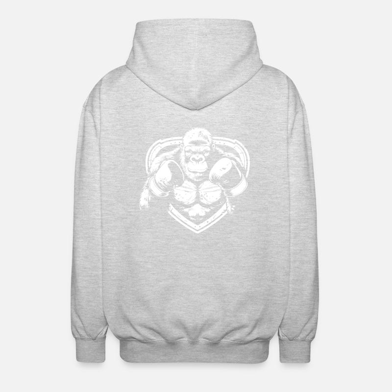Gorilla Boxer Fighter - Unisex Hooded Jacket - light heather grey