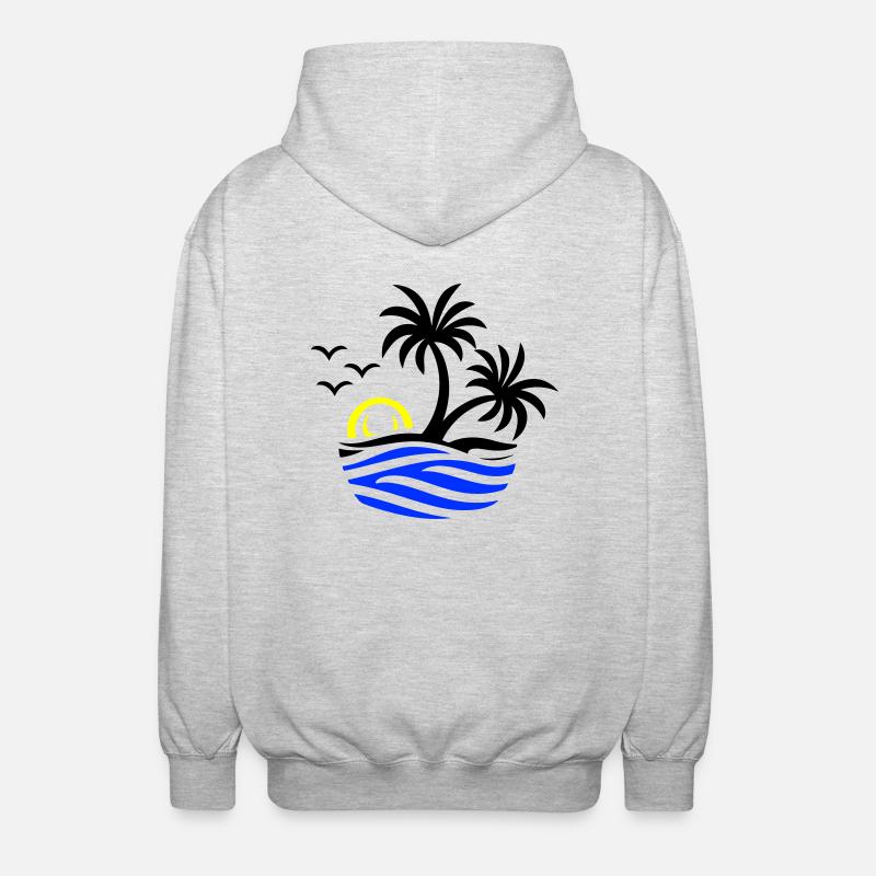 Île Palmiers Mer - Veste à capuche unisexe - gris clair chiné