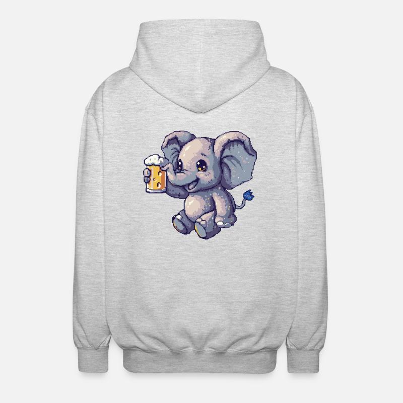 Elephant Pixel Beer - Unisex Hooded Jacket - light heather grey