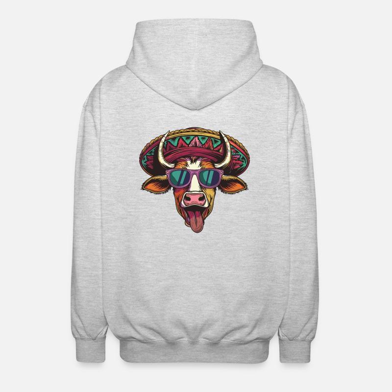 Cow Comic Funny Sombrero - Unisex Hooded Jacket - light heather grey