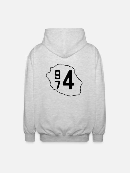 Réunion 974 - Veste à capuche unisexe - gris clair chiné