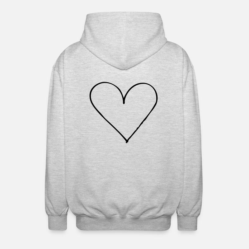 Herz - Unisex Kapuzenjacke - Hellgrau meliert