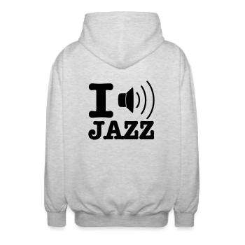 I love jazz / I music jazz - Veste à capuche unisexe - gris clair chiné - Dos - AI Model Male 185 light (185cm)