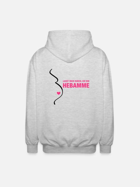 Hebamme - Unisex Kapuzenjacke - Hellgrau meliert