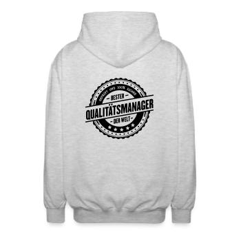 Bester Qualitätsmanager - Unisex Kapuzenjacke - Hellgrau meliert - Hinten - AI Model Male 185 light (185cm)