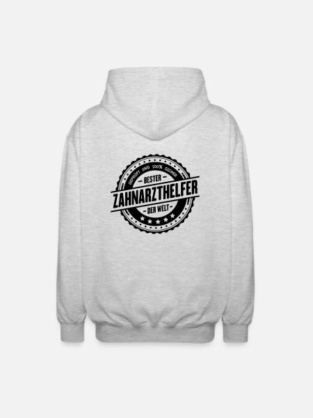 Bester Zahnarzthelfer - Unisex Kapuzenjacke - Hellgrau meliert