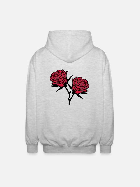 roses4 - Unisex Hooded Jacket - light heather grey