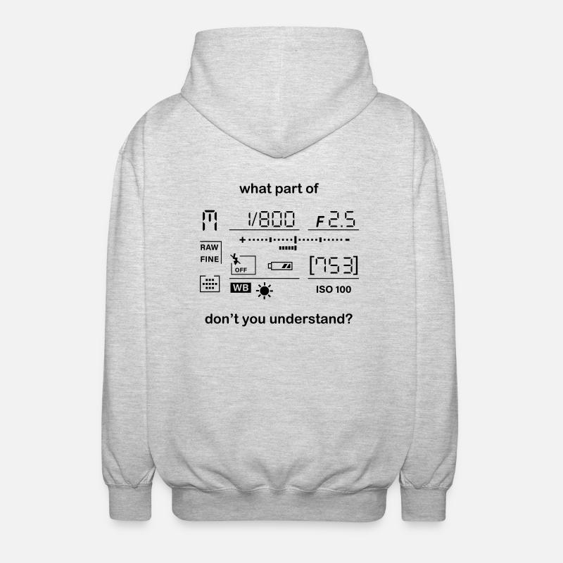 Kamera Manueller Modus - Unisex Kapuzenjacke - Hellgrau meliert