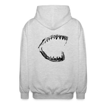 Riesen Vector Hai Gebiss - Unisex Kapuzenjacke - Hellgrau meliert - Hinten - AI Model Male 185 light (185cm)