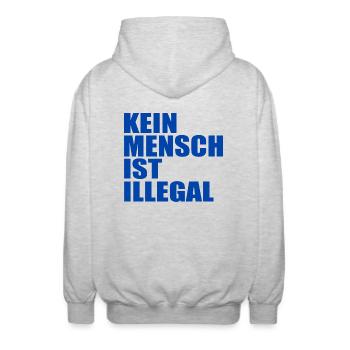 kein mensch ist illegal - Unisex Kapuzenjacke - Hellgrau meliert - Hinten - AI Model Male 185 light (185cm)