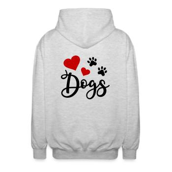 Chien Patte Patte Patte Chien J’aime Chiens Coeur - Veste à capuche unisexe - gris clair chiné - Dos - AI Model Male 185 light (185cm)