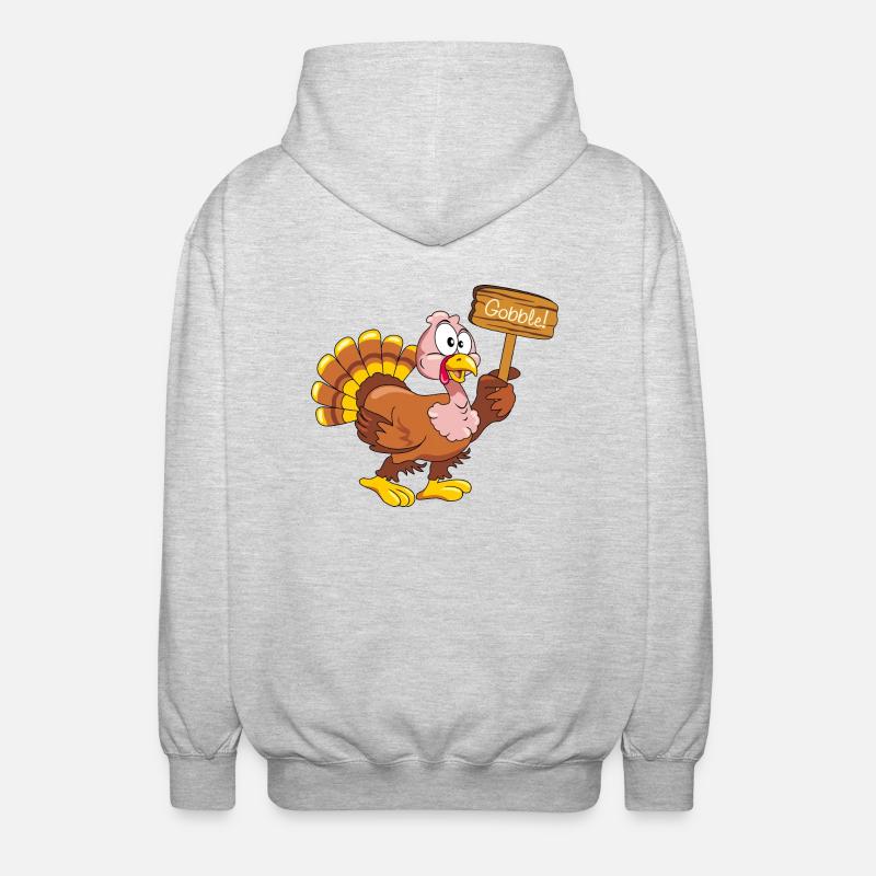 Funny turkey with wooden pointer - Unisex Hooded Jacket - light heather grey