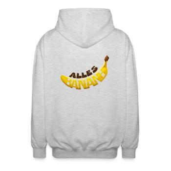 All banana - Unisex Hooded Jacket - light heather grey - Back - AI Model Male 185 light (185cm)