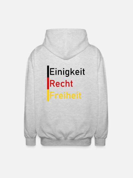 Einigkeit Recht Freiheit - Unisex Kapuzenjacke - Hellgrau meliert