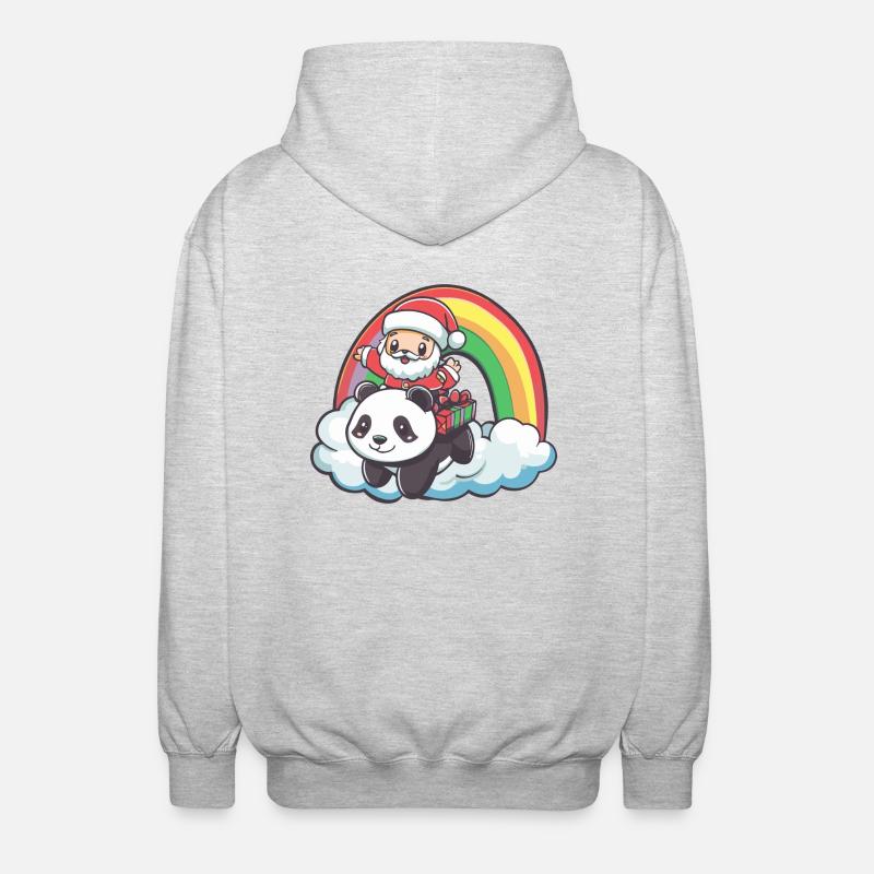 Panda Père Noël Arc-en-ciel - Veste à capuche unisexe - gris clair chiné
