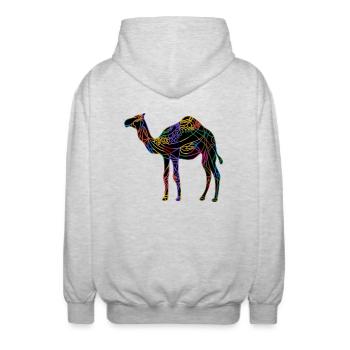Camel - Unisex Hooded Jacket - light heather grey - Back - AI Model Male 185 light (185cm)