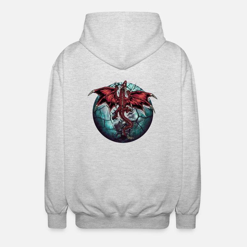 Planet Drache Drachen - Unisex Kapuzenjacke - Hellgrau meliert