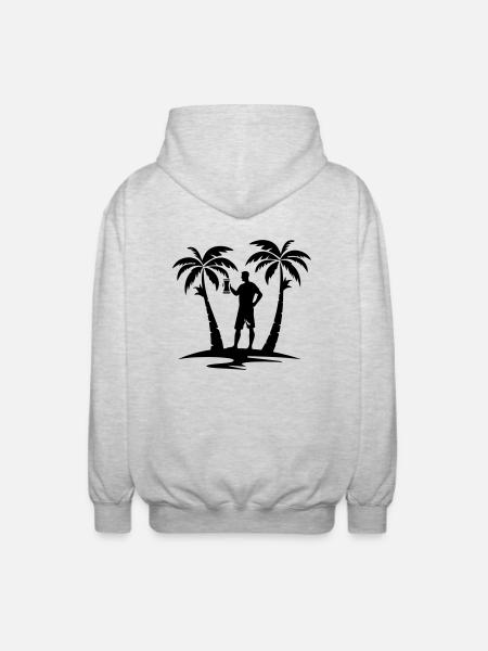 Palm Trees Party Island Icon - Unisex Hooded Jacket - light heather grey