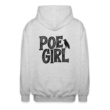 For Poe lovers - Unisex Hooded Jacket - light heather grey - Back - AI Model Male 185 light (185cm)