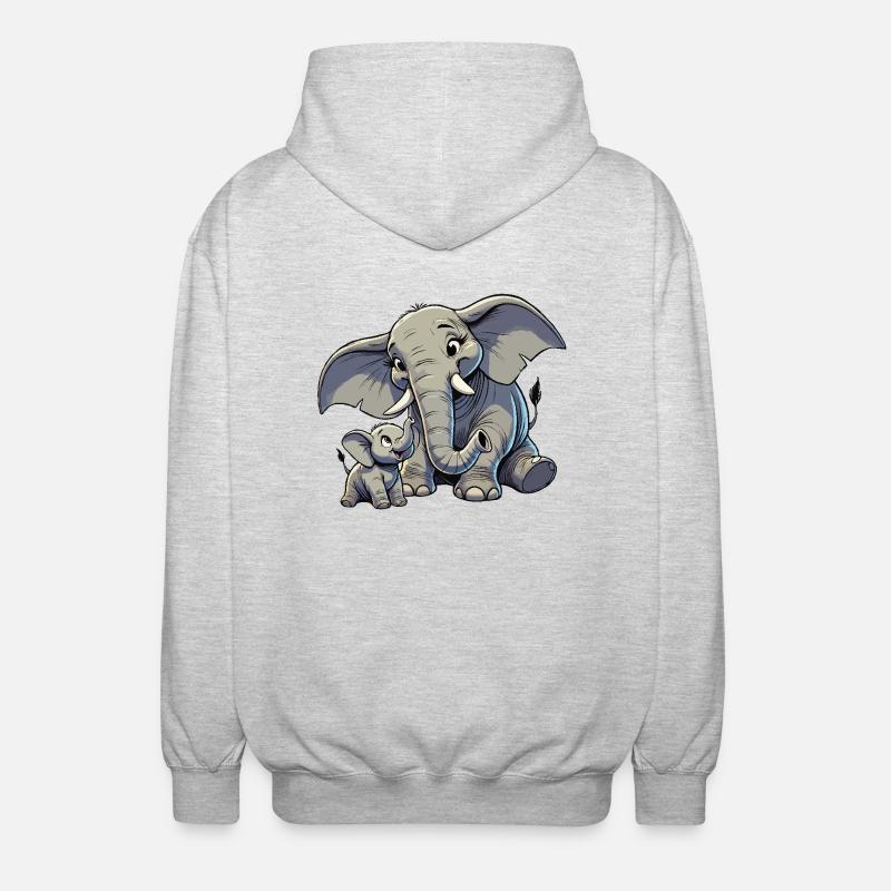 Afrikanischer Elefant Mutter und Kind - Unisex Kapuzenjacke - Hellgrau meliert