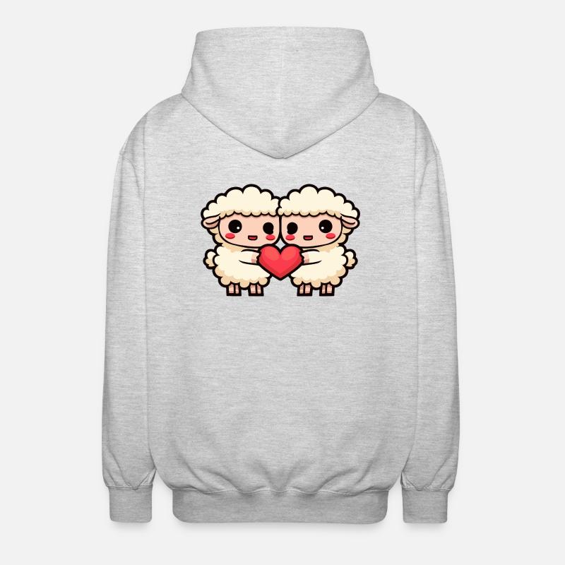 Couple de moutons Saint-Valentin - Veste à capuche unisexe - gris clair chiné