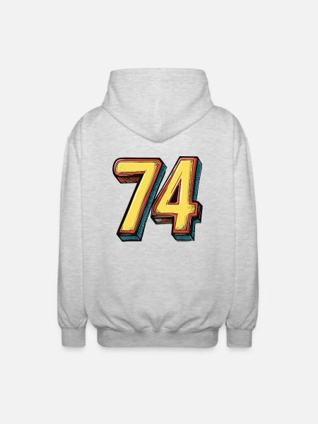 74 Number Symbol - Unisex Hooded Jacket - light heather grey