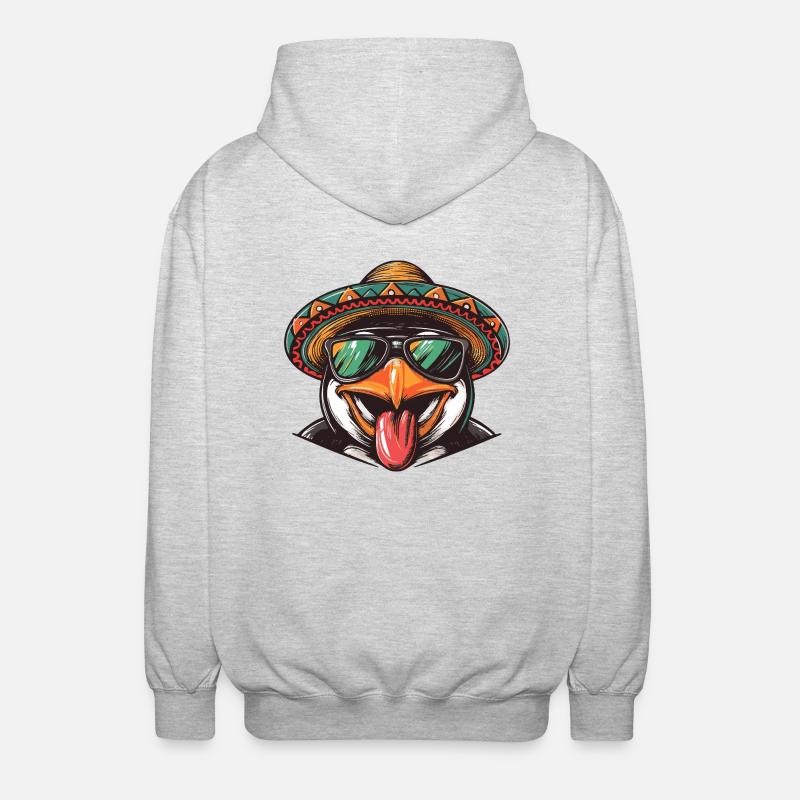 Pinguin Comic Lustig Sombrero - Unisex Kapuzenjacke - Hellgrau meliert