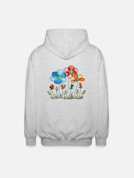 Blumen - Unisex Kapuzenjacke - Hellgrau meliert