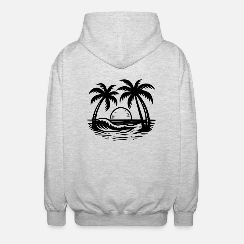 Palmier à la plage - Veste à capuche unisexe - gris clair chiné