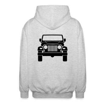 Shilouette TJ stock solo - Unisex Kapuzenjacke - Hellgrau meliert - Hinten - AI Model Male 185 light (185cm)
