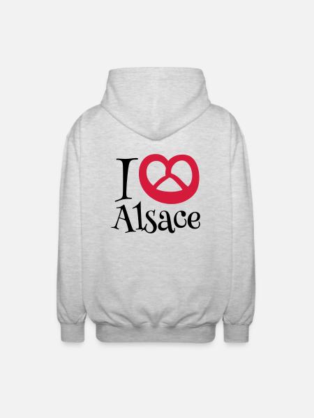 i love alsace - Veste à capuche unisexe - gris clair chiné
