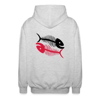 Smiling Fishbones - Unisex Kapuzenjacke - Hellgrau meliert - Hinten - AI Model Male 185 light (185cm)