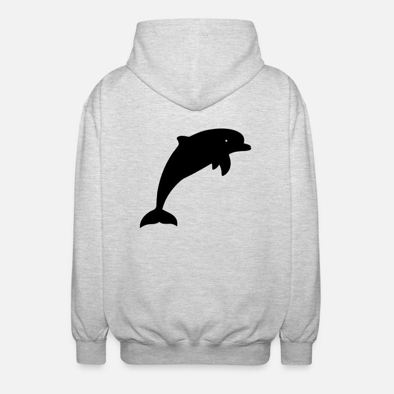 Dolphin Illustration - Unisex Kapuzenjacke - Hellgrau meliert