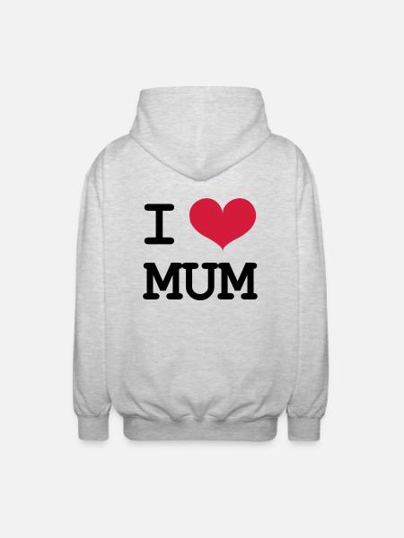 I Love Mum - Unisex Hooded Jacket - light heather grey