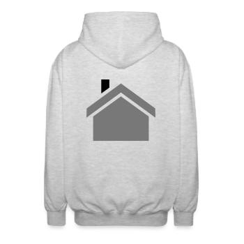 house - Unisex Hooded Jacket - light heather grey - Back - AI Model Male 185 light (185cm)