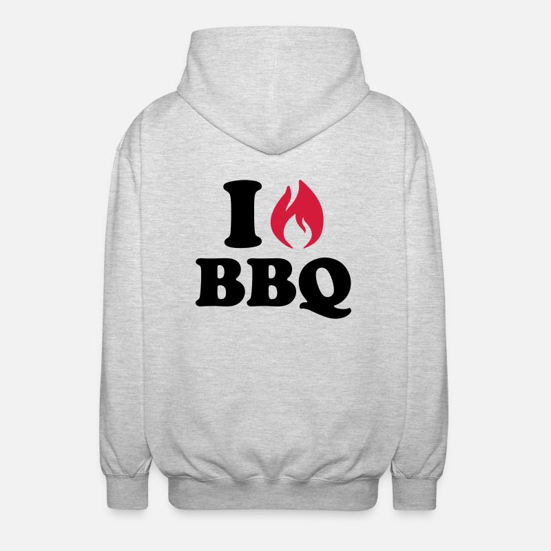 I Love BBQ - Veste à capuche unisexe - gris clair chiné