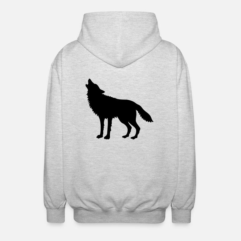 Loup Hurlant (Silhouette) - Veste à capuche unisexe - gris clair chiné