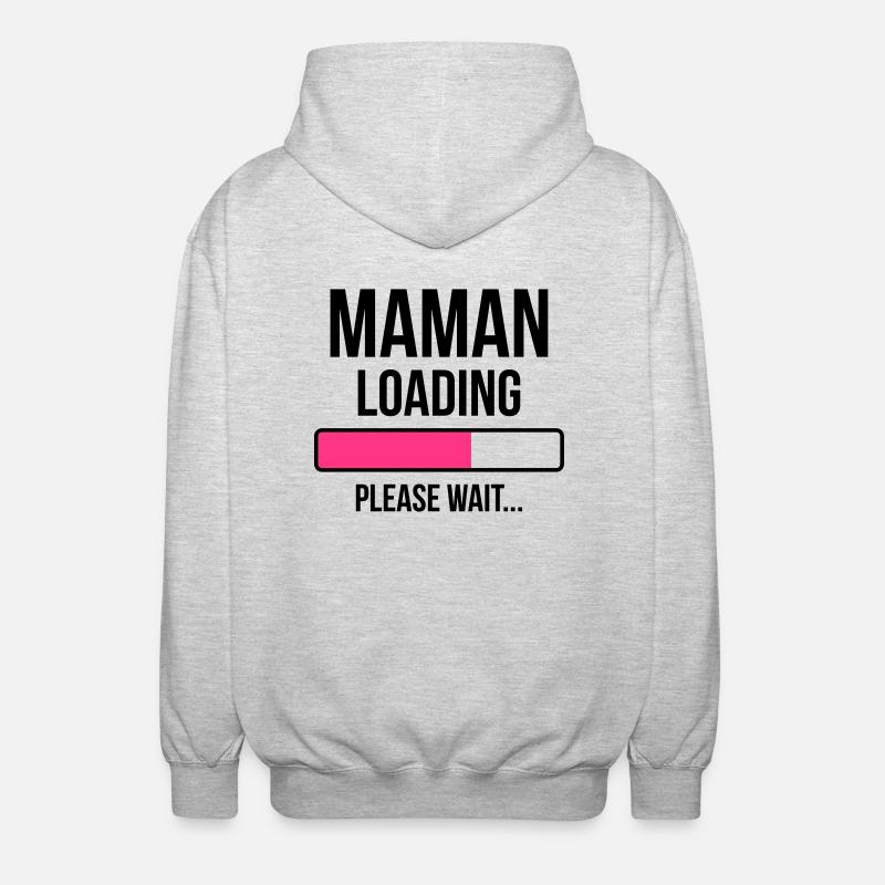 Maman loading Please Wait... - Veste à capuche unisexe - gris clair chiné