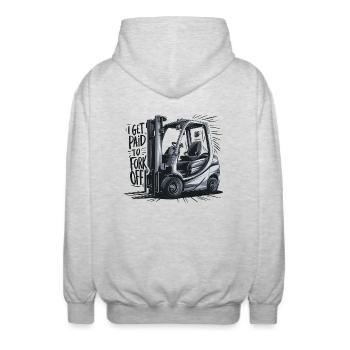 Je suis payé pour le forking ! - Veste à capuche unisexe - gris clair chiné - Dos - AI Model Male 185 light (185cm)