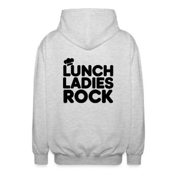 For Lunch Power - Unisex Hooded Jacket - light heather grey - Back - AI Model Male 185 light (185cm)