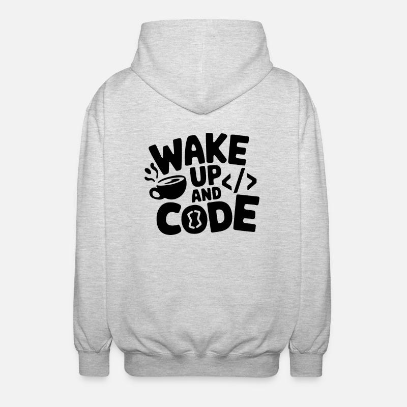 Wake Up and Code - Unisex Hooded Jacket - light heather grey