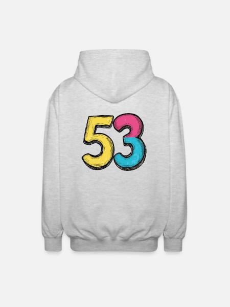 53 Number Symbol - Unisex Hooded Jacket - light heather grey