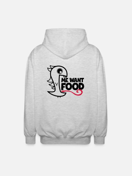 me want food! - Unisex Hooded Jacket - light heather grey