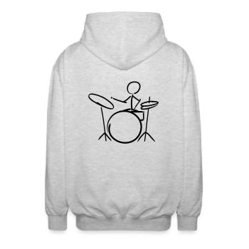 Strich-Männchen Drummer - Unisex Kapuzenjacke - Hellgrau meliert - Hinten - AI Model Male 185 light (185cm)